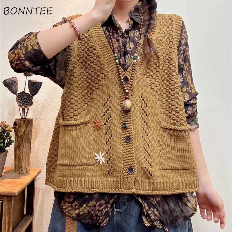 Sewing Vest - Vintage Sweater Vests Women Elegant Knitting