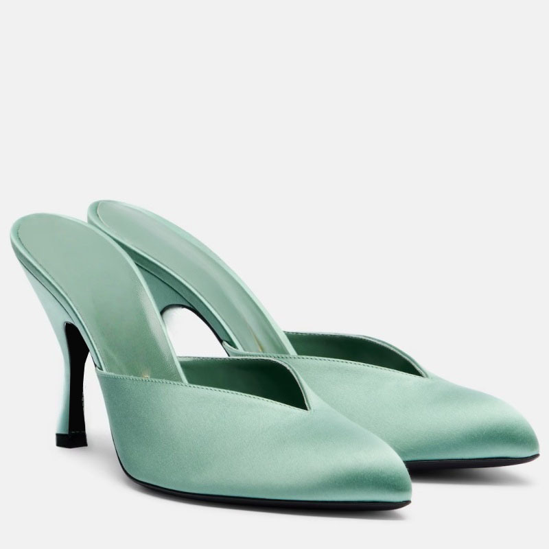 New Women Satin Mule Heels V C - Sewing New review and price
