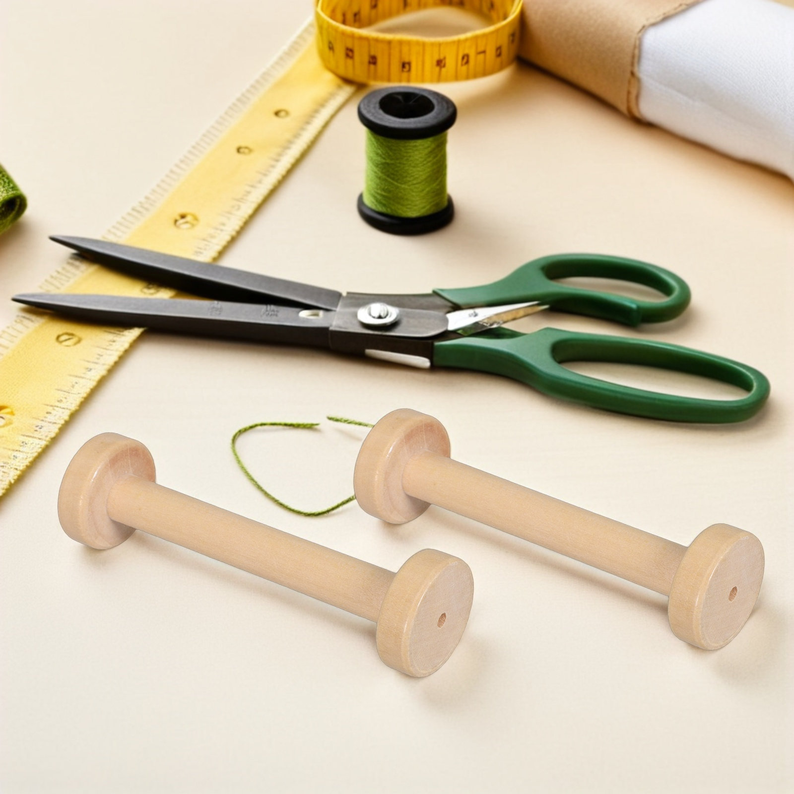 5Pcs Wooden Spools Natural Vin - Vintage Sewing Textile review and price