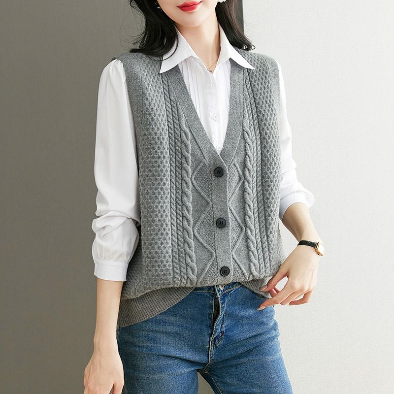 Knitted sweater new autumn ves - Sewing Vest review and price